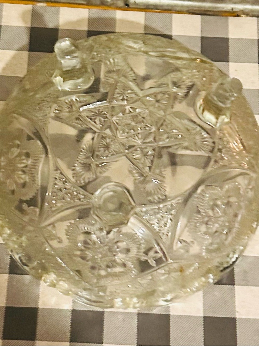 Clear Pressed Glass Decorative Bowl - Elegant Floral Design - Picture 2 of 2
